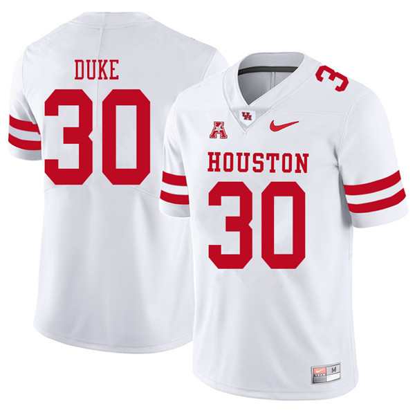 2018 Men #30 Alexander Duke Houston Cougars College Football Jerseys Sale-White - Click Image to Close